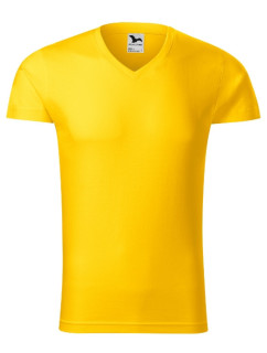 Slim Fit V-neck tričko pánské žlutá