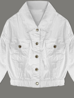 Bílá džínová bunda s gumou v pase (W026)