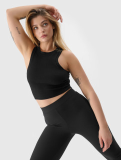 Dámsky crop top slim 4F - čierny