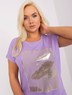 Fialová halenka plus size s krátkým rukávem