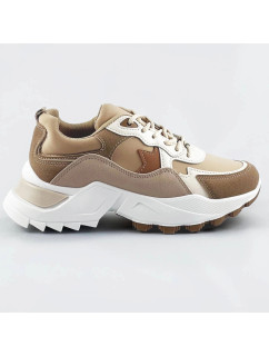 Sneakersy v khaki farbe z rôznych spojených materiálov (1109)