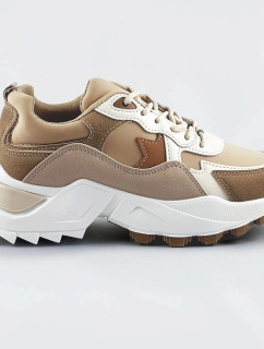 Sneakersy v khaki farbe z rôznych spojených materiálov (1109)