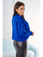 Rebrovaný sveter s gombíkmi nevädza modrá