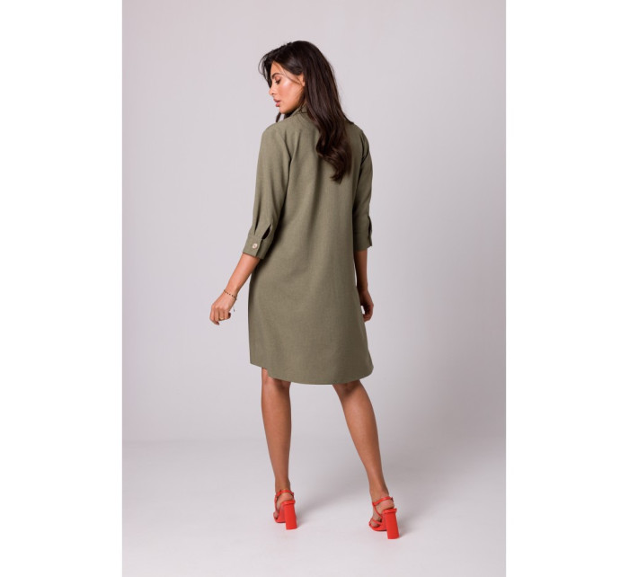 model 18407165 Rozšířené košilové šaty olivové - BeWear
