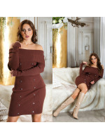 Sexy off-shoulder Knit Dress with Studs