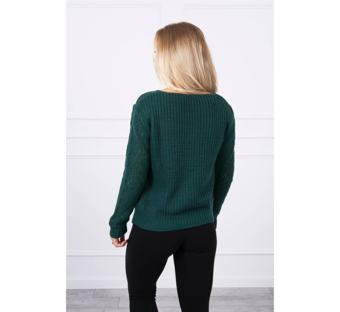 Ažurový sveter zelený