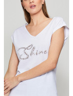 Trička Bavlněné tričko s nápisem model 18677672 Bílá - Monnari