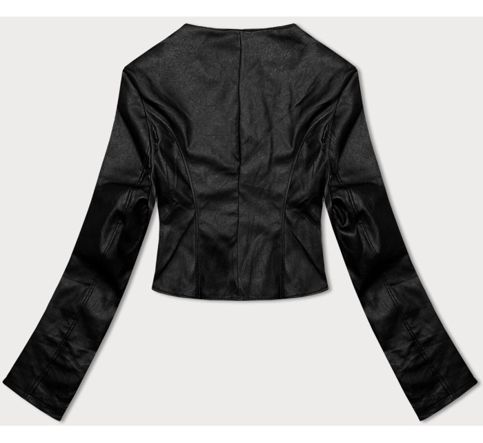 Krátká černá bunda z ekologické kůže J Style (11Z8110)
