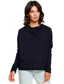 B094 Oversized top s výstrihom do V na chrbte - tmavomodrý