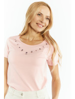 Monnari Tričká Dámske tričko s ozdobným šperkom Svetlo ružová