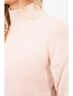 model 18745456 svetr s rolákem tmavě pudrově růžový - K-Fashion