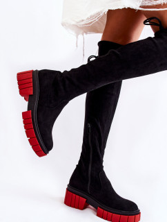 Dámske semišové pracovné topánky Black and Red Cheera