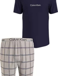 Pánské pyžamo 000NM2183E O1M tm. modré s béžovou - Calvin Klein