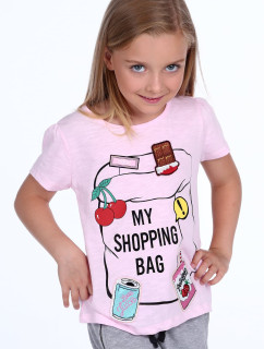 Dievčenské tričko s aplikáciami v svetloružovej farbe