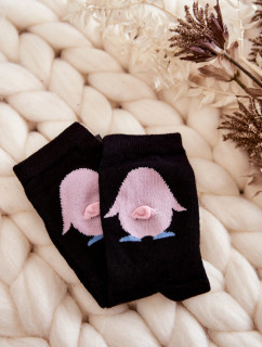 Mládežnícke bavlnené ponožky Pink Penguin Black