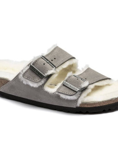 Birkenstock dámske/pánske zateplené šľapky Arizona Shearling Stone Coin semiš s ovčou vlnou regular wide (1017402) dámske