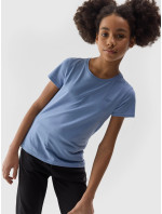 Dievčenské jednofarebné tričko 4F - tmavomodré