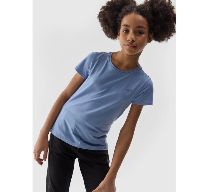 Dievčenské jednofarebné tričko 4F - tmavomodré
