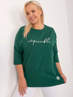 Tmavozelená blúzka plus size s nápisom