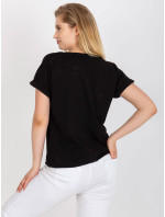 Čierne plus size tričko s potlačou a aplikáciou