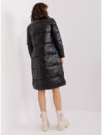 Čierna dlhá zimná bunda bez kapucne