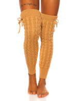 Sexy knit leg warmers with cable stitch pattern