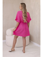 Mušelínové šaty s ružovým pásom