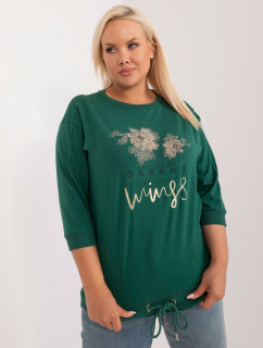 Tmavozelená blúzka plus size s nápisom