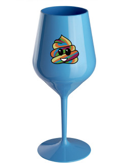 DUHOVÉ VESELÉ EE - modrý nerozbitný pohár na víno 470 ml
