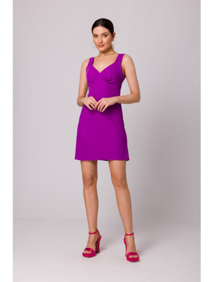 K159 Mini šaty bez ramienok - levanduľové
