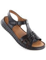 Kožené sandály na suchý zip W black model 20118106 - Artiker
