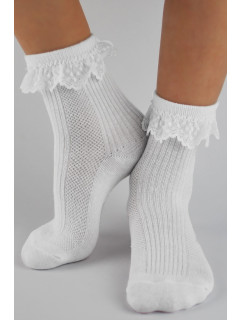 Biele dievčenské ponožky s volánom SB020