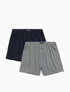 Pánske voľné boxerky ATLANTIC 2Pack - tmavomodrá/sivá