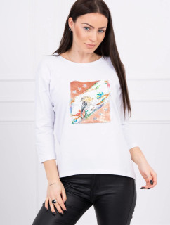 Halenka s grafikou 3D Bird white