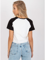 Čierno-biele tričko s potlačou a okrúhlym výstrihom