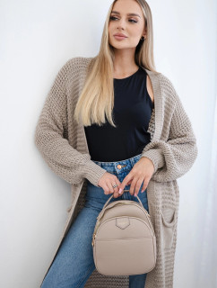 model 20547206 kardigan s kapsami tmavě béžová - K-Fashion