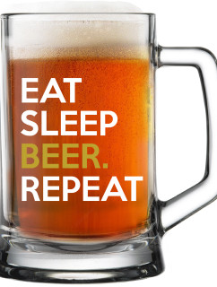 EAT SLEEP BEER. REPEAT - pivný pohár 0,5 l