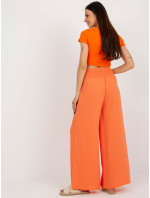 Svetlo oranžové švédske nohavice s vysokým pásom