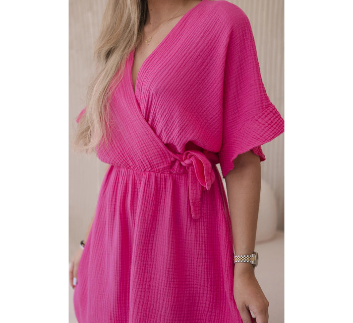 Mušelínové šaty s ružovým pásom