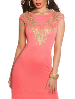 Sexy KouCla sheath dress with golden lace