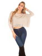 Sexy KouCla Crop sweater with rhinestones