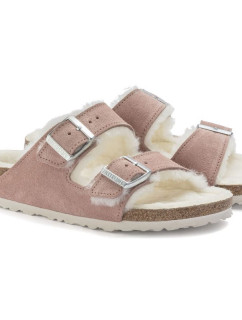 Birkenstock Arizona Suede Leather Shearling Pink Clay LAF zateplené žabky úzke (1023258) dámske