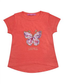 Dievčenské tričko s koralovým motýľom