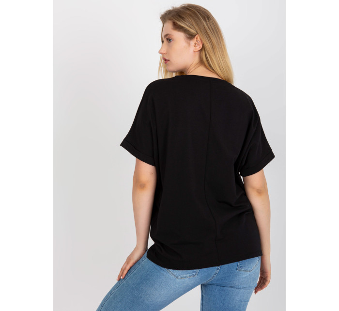 Čierne bavlnené plus size tričko s okrúhlym výstrihom