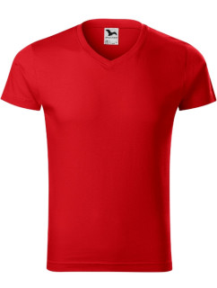 Slim Fit V-neck tričko pánské červená