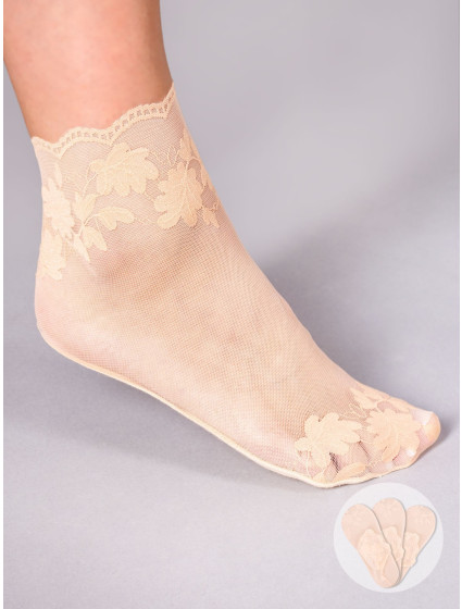 Dámske čipkované ponožky Yoclub 3-Pack Beige