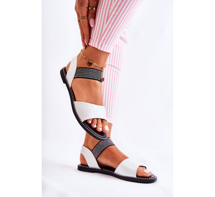 Klasické kožené sandále s cvočkami Silver Shelly