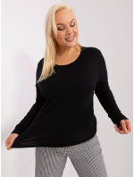 Čierny nadrozmerný pletený sveter s okrúhlym výstrihom