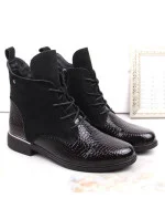 kožené lakované zateplené boty W model 20490484 černá - FILIPPO