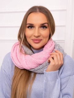 KN14 Dámský dvoubarevný snood světle růžová+šedá